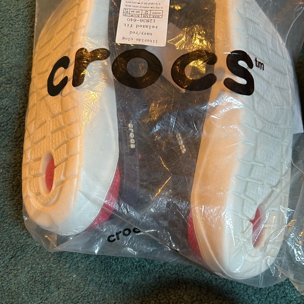 CROCS White and Red Clogs - Picture 6 of 6